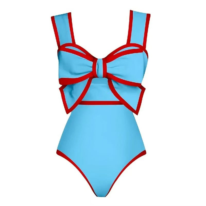 Butterfly Knot Round Skirt One-Piece Swimsuit