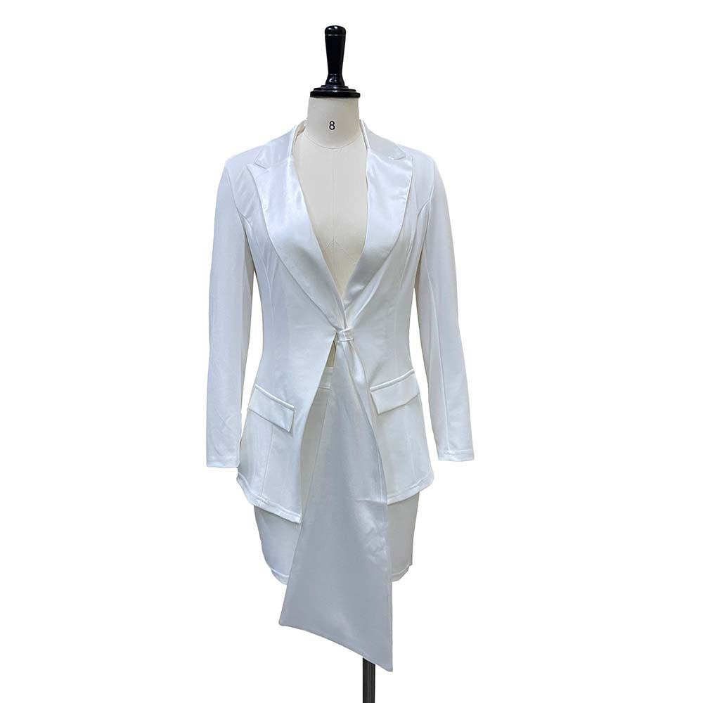 Elegant Women Two Pieces Blazer and Skirts for Women-Dresses-White-S-Free Shipping at meselling99