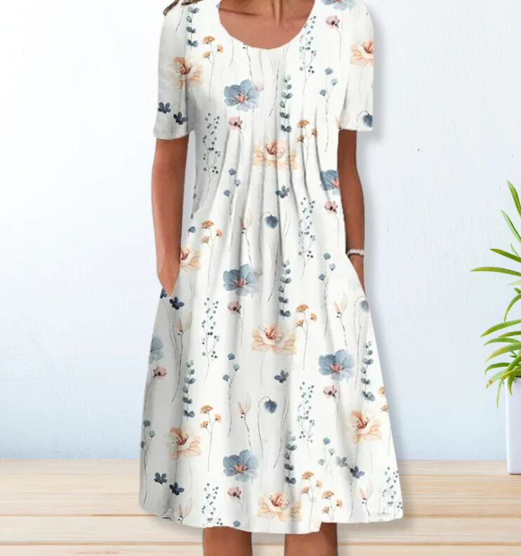Plus Size Women's Floral Print Short Sleeve Dress