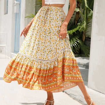 Boho V-Neck Rayon Beach Maxi Skirt
