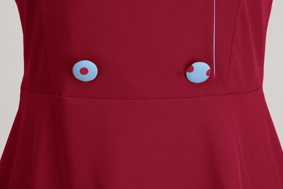 Elegant V-Neck Polka Dot & Solid Color A-Line Dress with Belt for Women