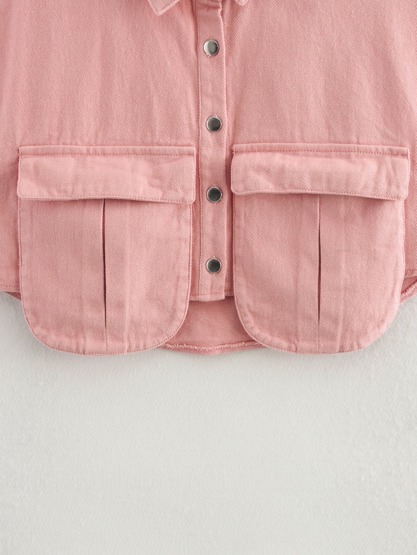 Women's Solid Color Oversized Pocket Sleeveless Polo Collar Denim Shirt Top