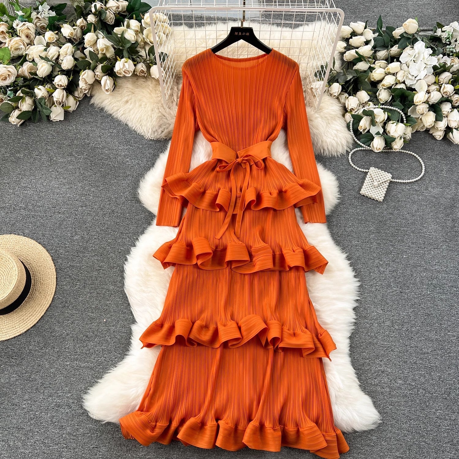 Elegant Luxury Tiered Ruffle Maxi Dress – High-End Minimalist Designer Evening Gown