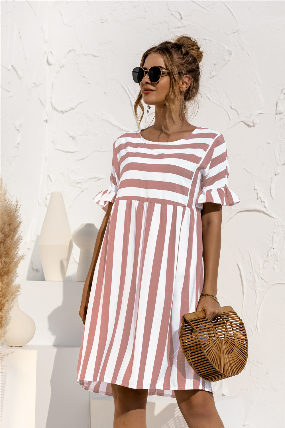 Casual Striped Short Sleeves Summer Daily Dresses