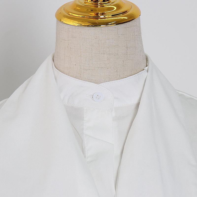 Women Stand Collar Pleat Designed Shirts-STYLEGOING