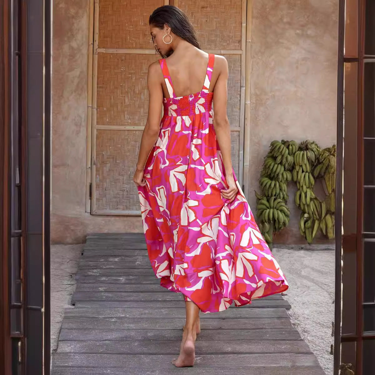 Casual Summer Floral Print Long Maxi Dresses