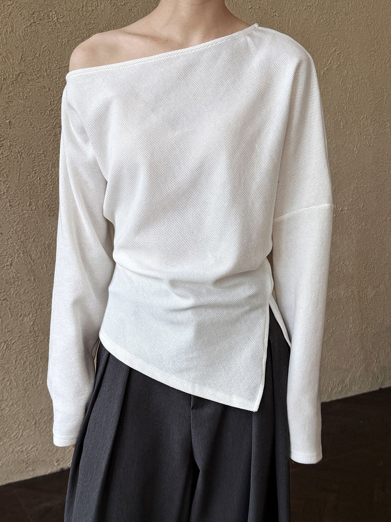 Designer Asymmetrical Shoulder Sweatshirt