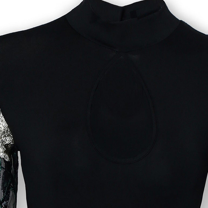 Black Sexy Lace Embroidery Bodycon Short Dresses-Sexy Dresses-Free Shipping at meselling99