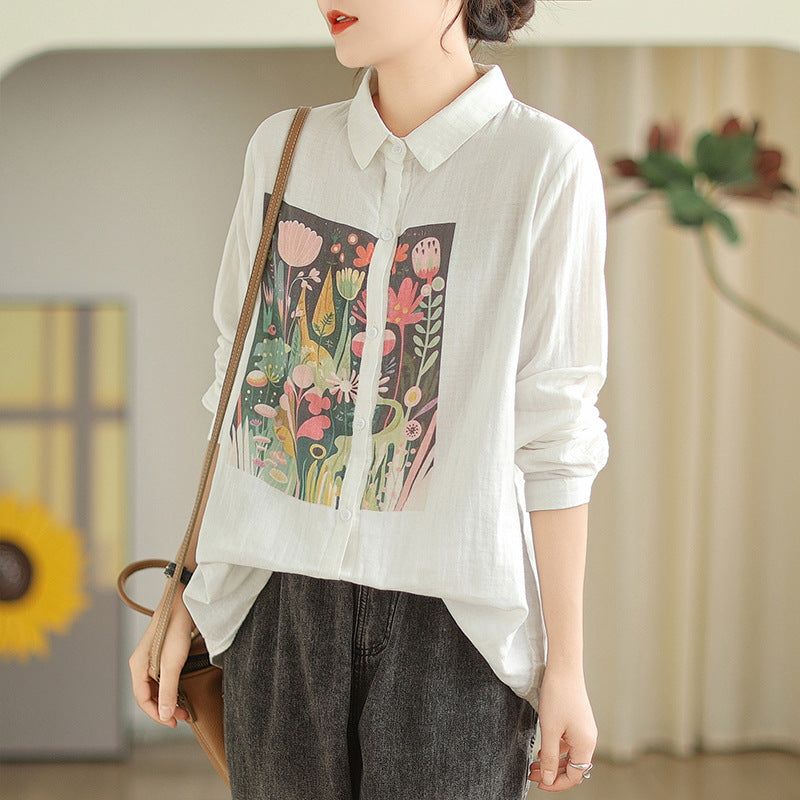 Leisure Linen Long Sleeves Shirts for Women