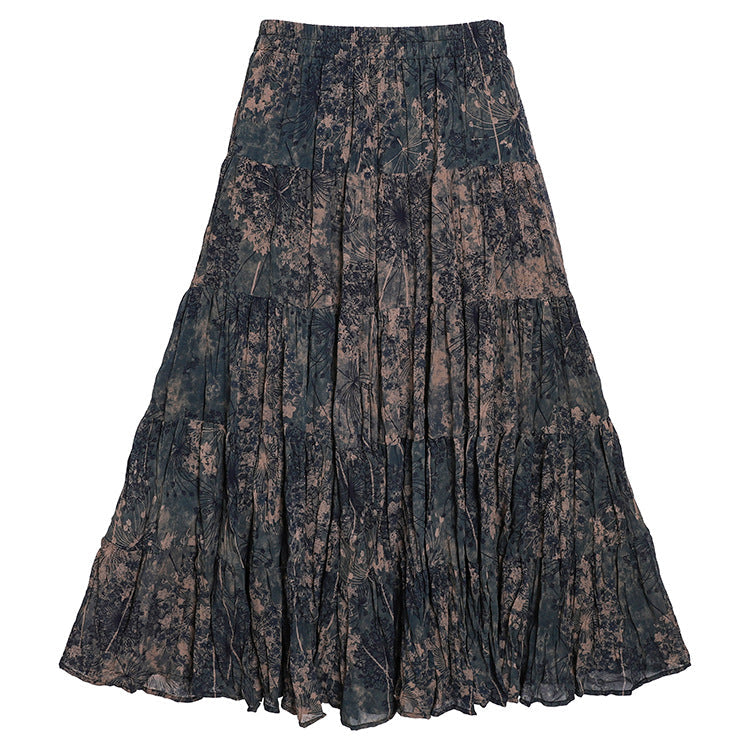 Yuan Su's new summer Wizard of Oz floral pleated skirt, high waist versatile and thin wrinkled A-shaped big swing skirt-Dandelion-one size fits all-Free Shipping Leatheretro