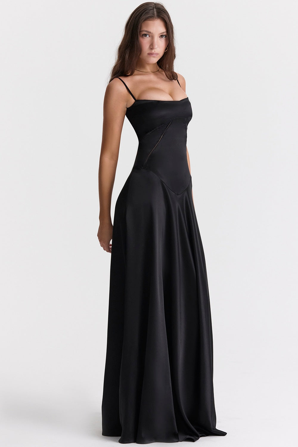 Elegant Long Satin Slip Dress with Low Back