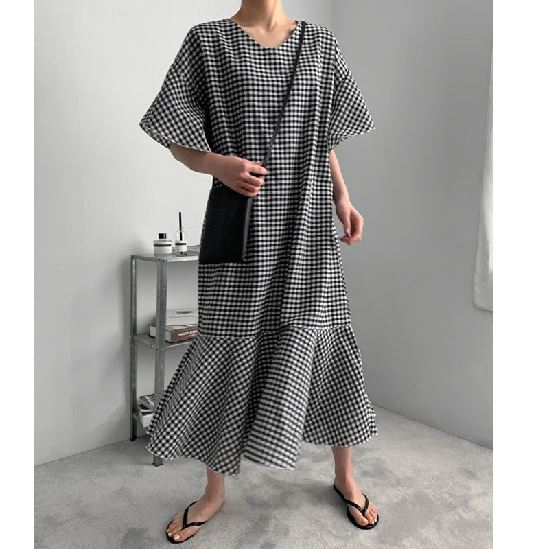 Vintage Summer Plaid Women Long Dresses-Dresses-Free Shipping at meselling99