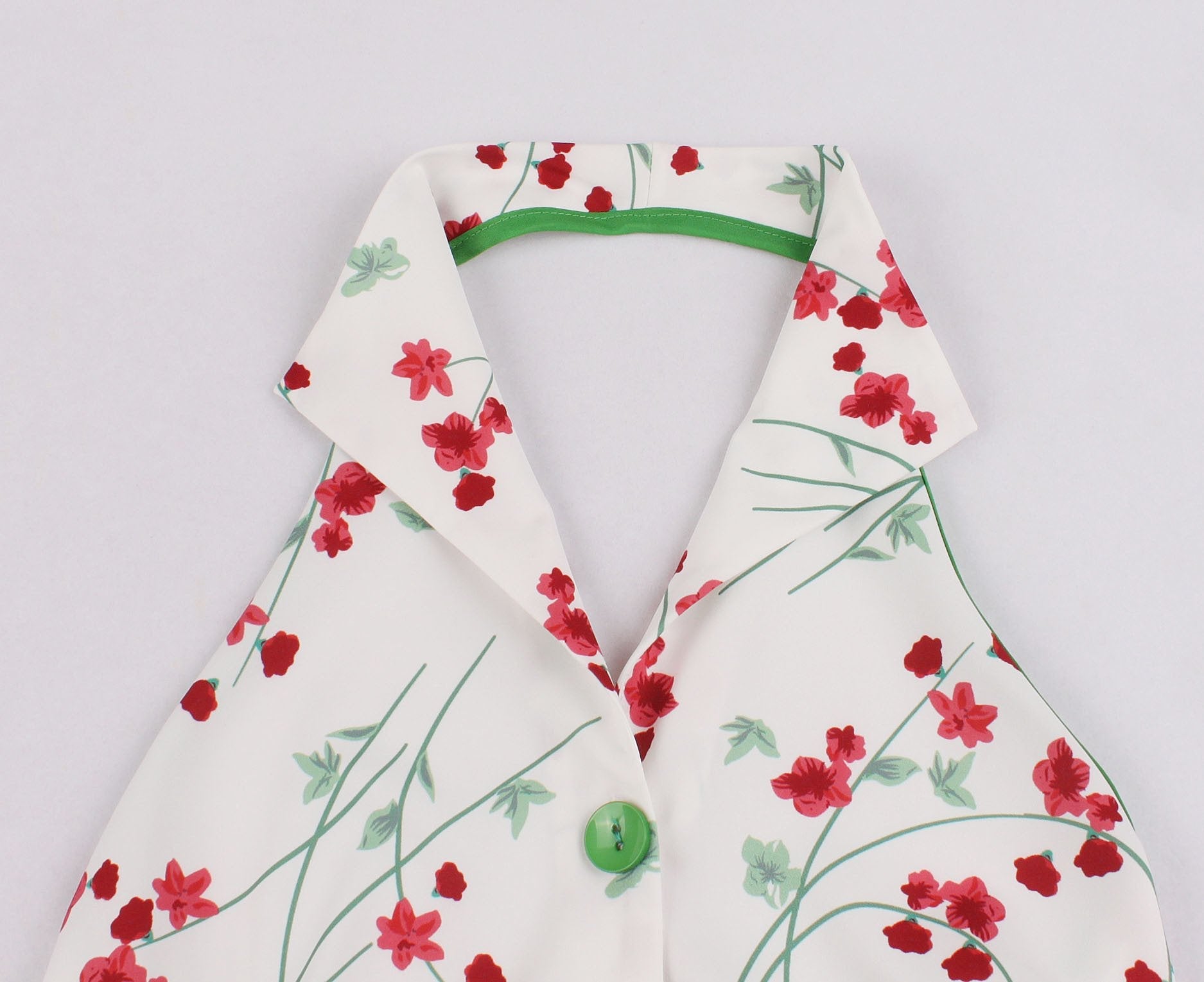 Women Halter Backless Floral Print Vintage Midi Length Dresses-Vintage Dresses-Free Shipping at meselling99