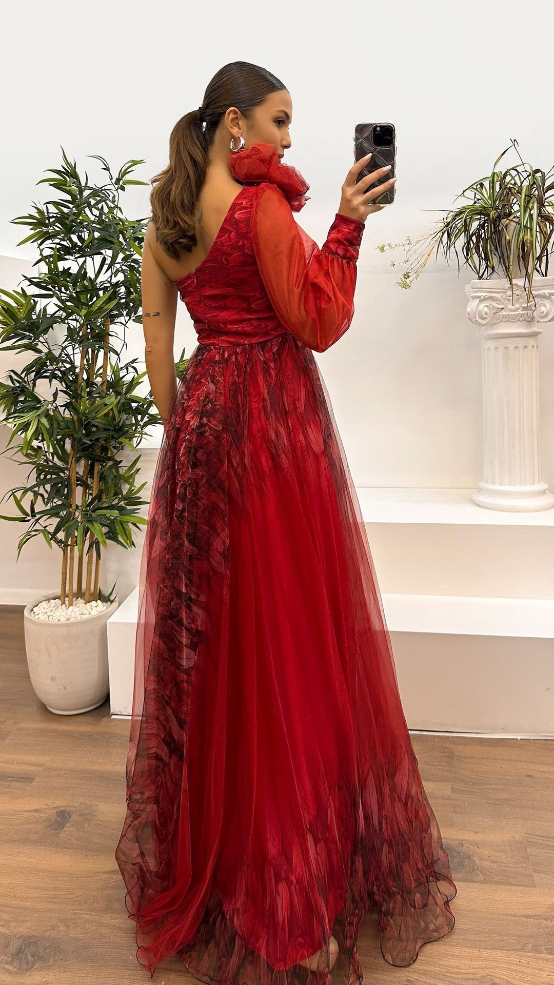 Off-Shoulder One Shoulder Print Dress – Stylish & Flowy Party Dress