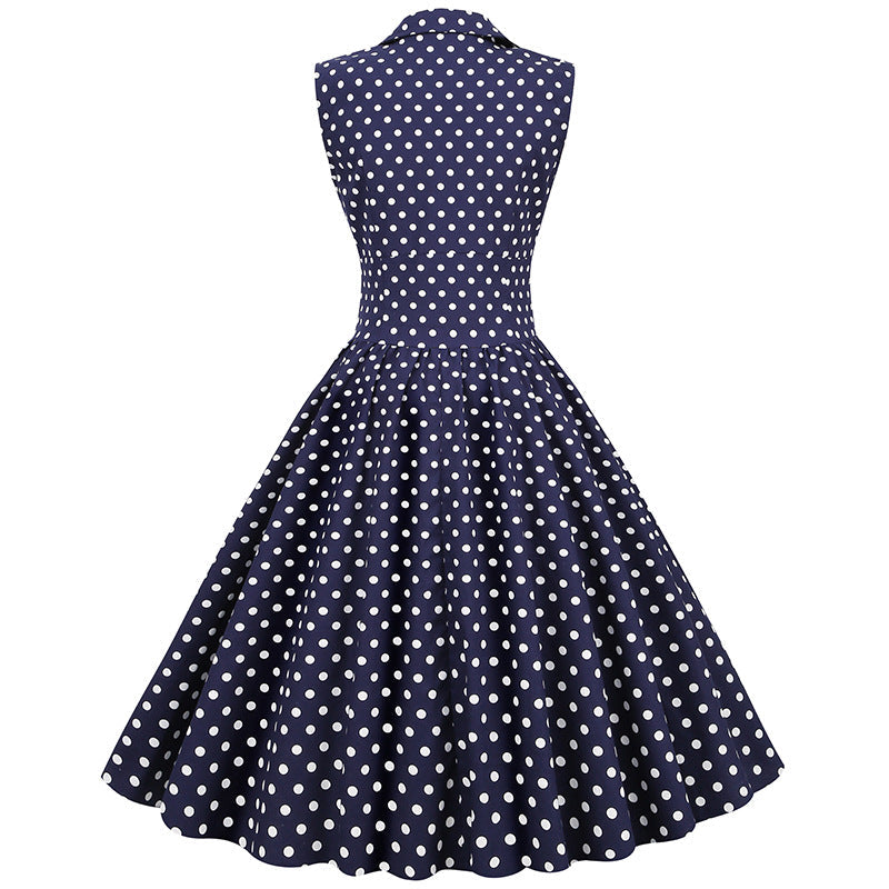 Vintage Sleeveless Polka Dot Dresses-Dresses-Free Shipping at meselling99