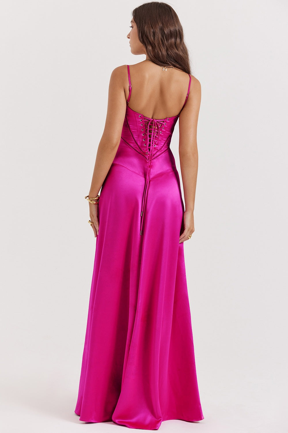Elegant Long Satin Slip Dress with Low Back