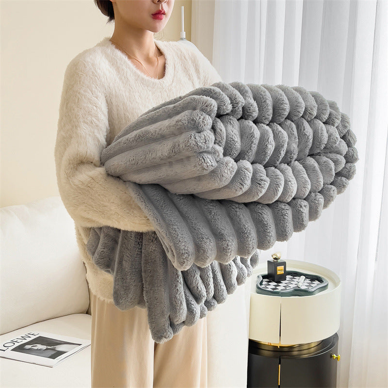 Plush Faux Rabbit Fur Blanket