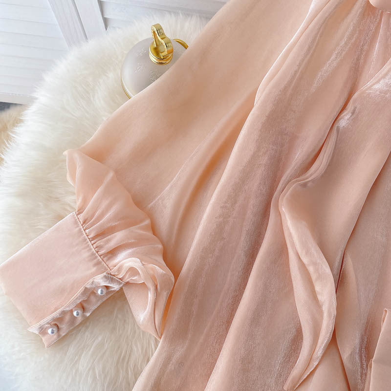 Designer Blouse with Puff Sleeves Women's Shirt, Elegant & Feminine, Soft & Chic