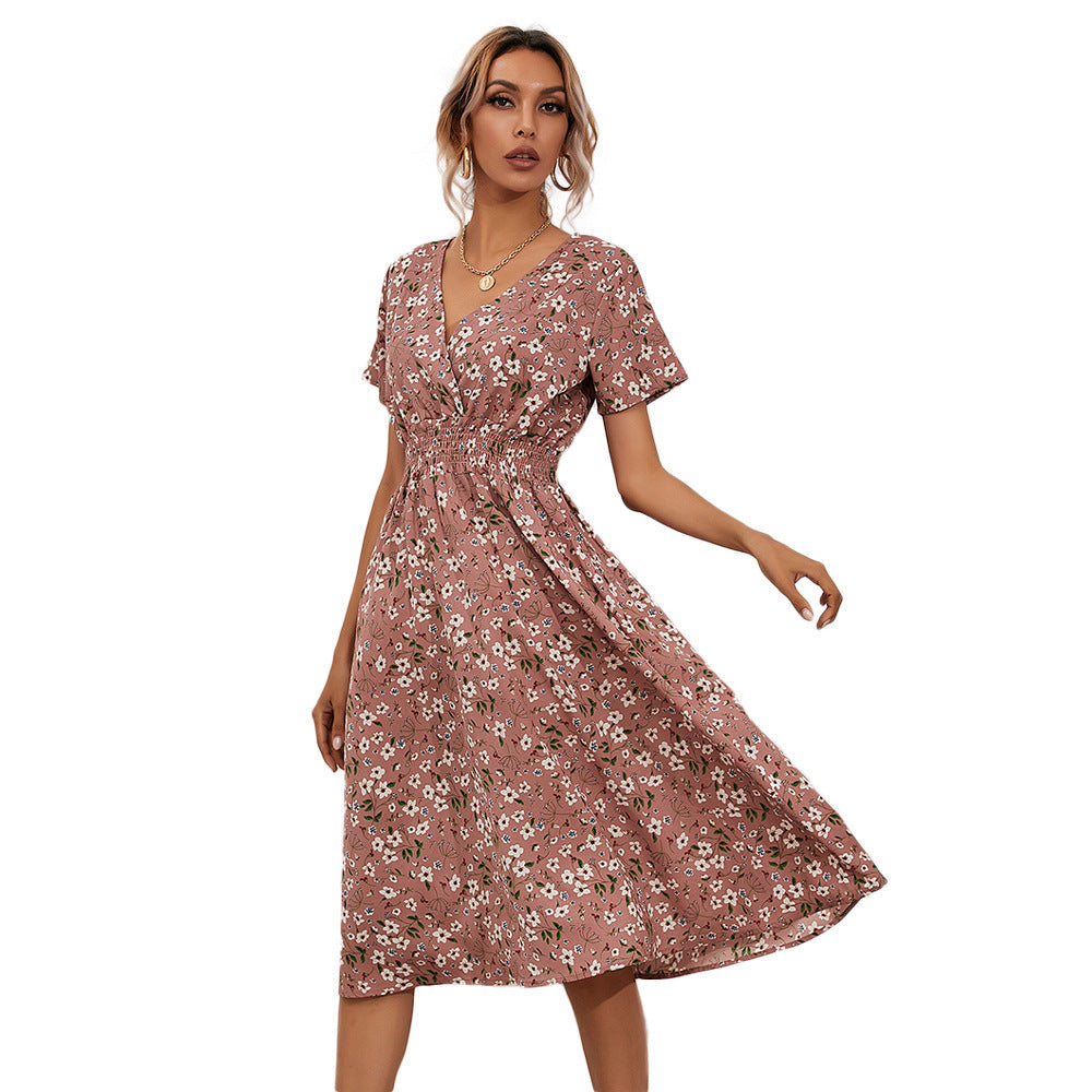 Women's Summer Floral Print Short Sleeve Dress