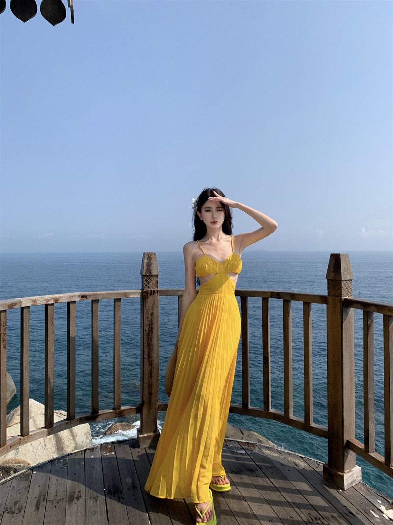 Luxury Dopamine Gown - Elegant Backless Maxi Dress with Designer Details