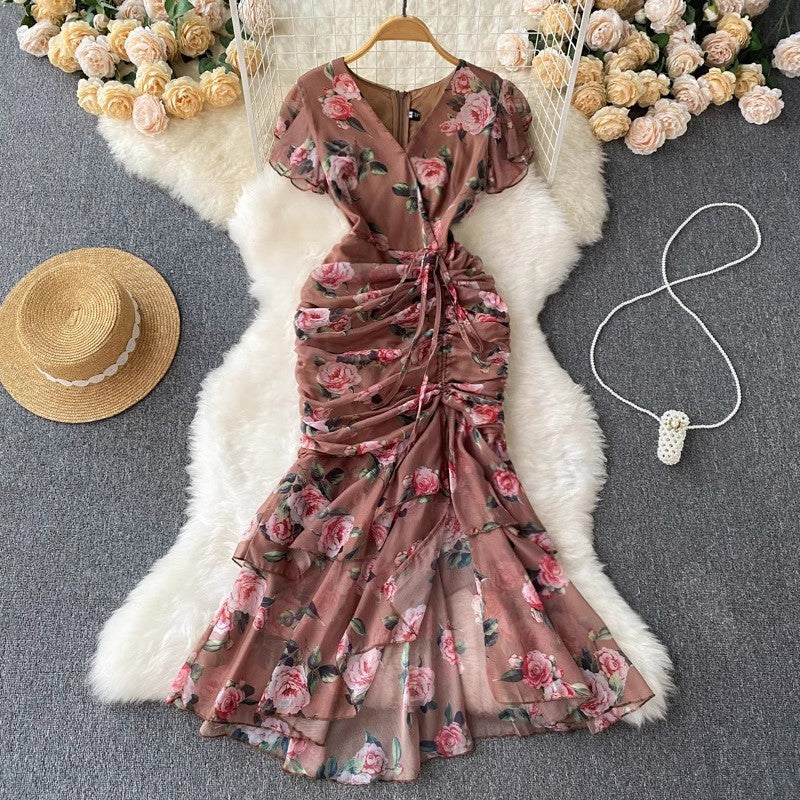 Vintage Designed Drawstring Summer Mermaid Dresses