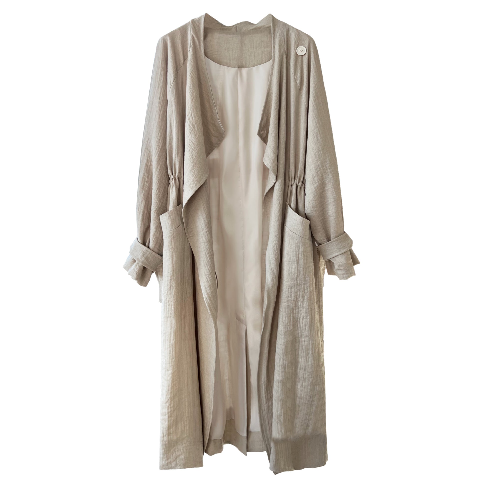 Women's Knee-Length Linen Trench Coat