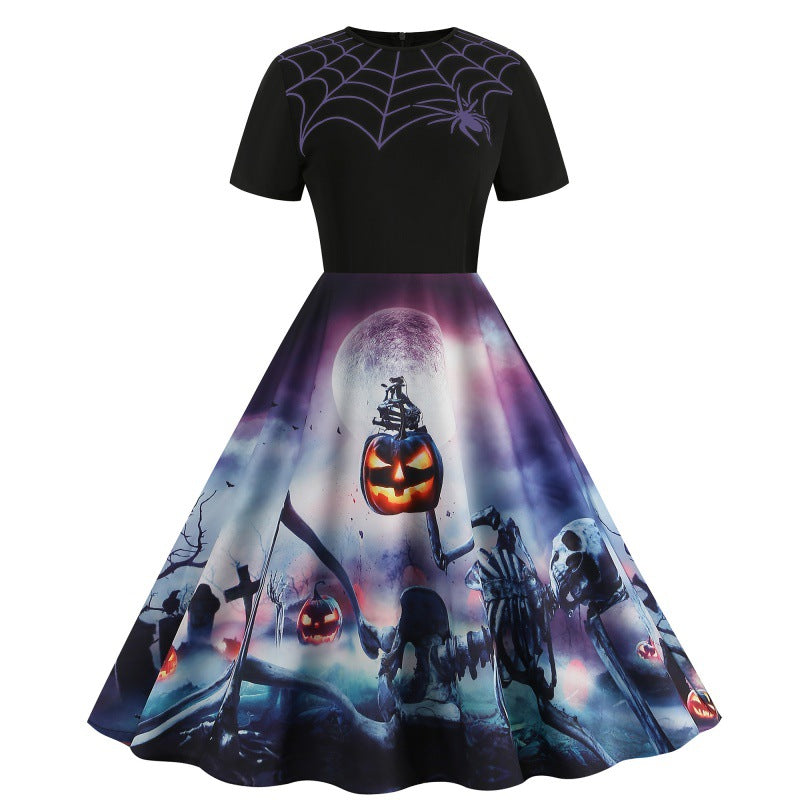 Halloween Print Fit & Flare Dress
