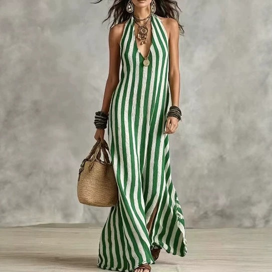 Striped Sleeveless Maxi Dress