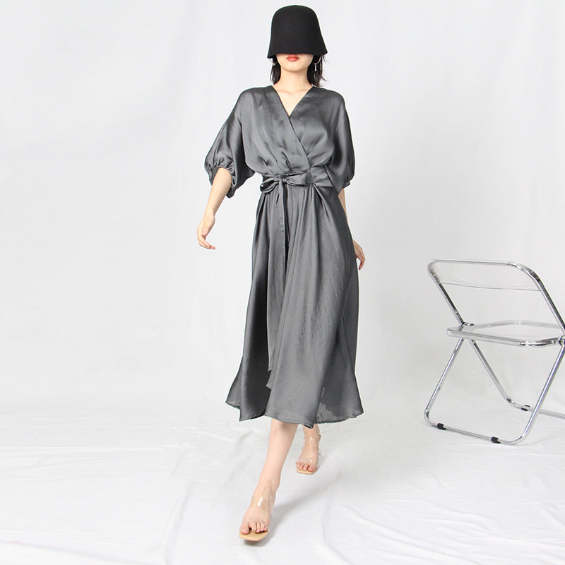 Elegant Lace Up Gray Long Dresses-Dresses-Gray-S-Free Shipping at meselling99