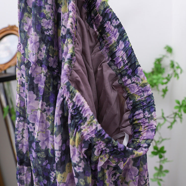 Yuan Su's new summer Wizard of Oz floral pleated skirt, high waist versatile and thin wrinkled A-shaped big swing skirt-The Wizard of Oz-one size fits all-Free Shipping Leatheretro