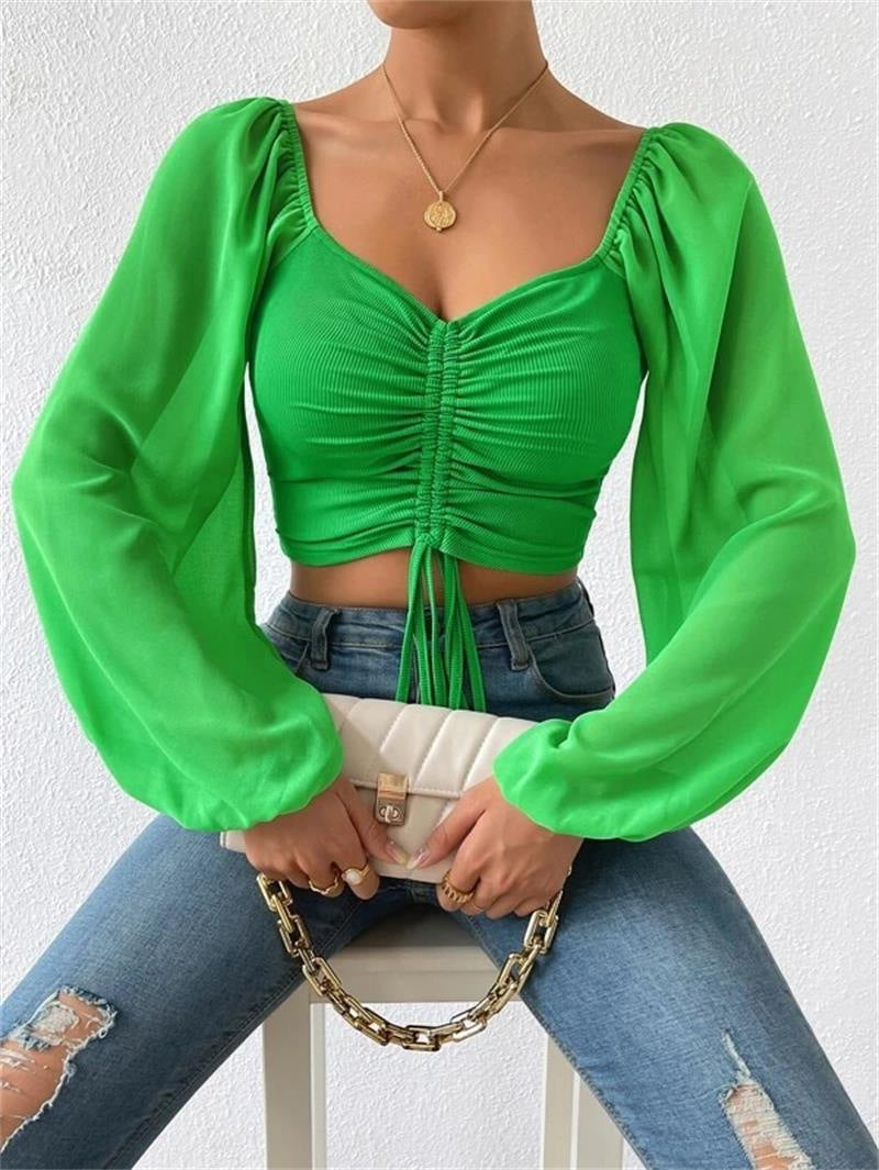 Sexy V-Neck Peplum Chiffon Blouse