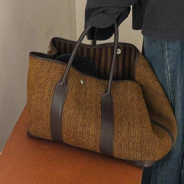 Elegant Tweed Oversized Tote Bag