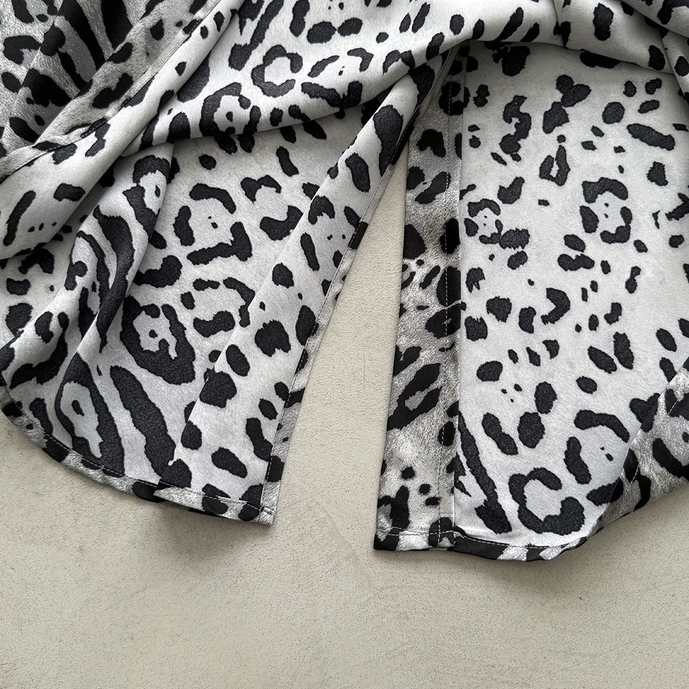Luxury Leopard Print High-Waist A-Line Midi Skirt