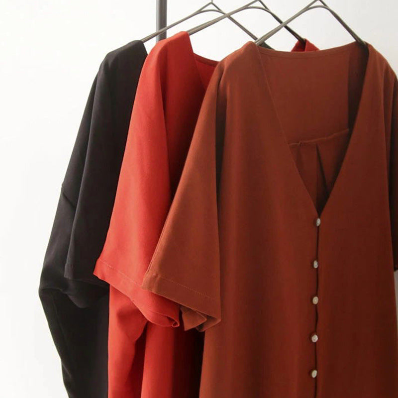 Casual Summer V Neck Long Cozy Dresses-Dresses-Free Shipping at meselling99