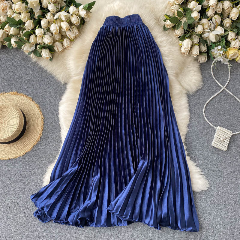 Luxury Heavy-Duty Pleated Midi A-Line Skirt