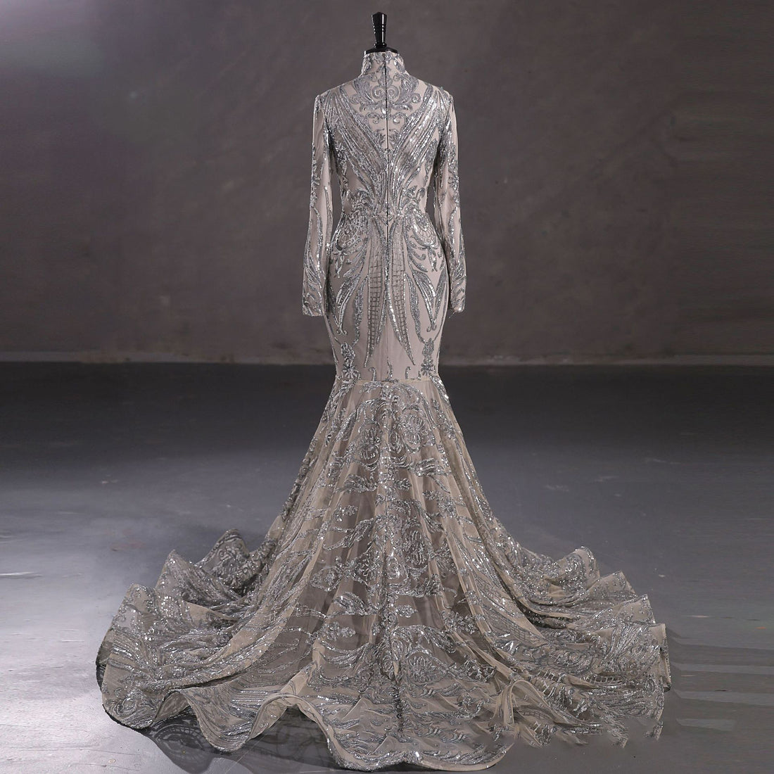 Luxury Long Sleeve High Waist Evening Dress/Wedding Dresses