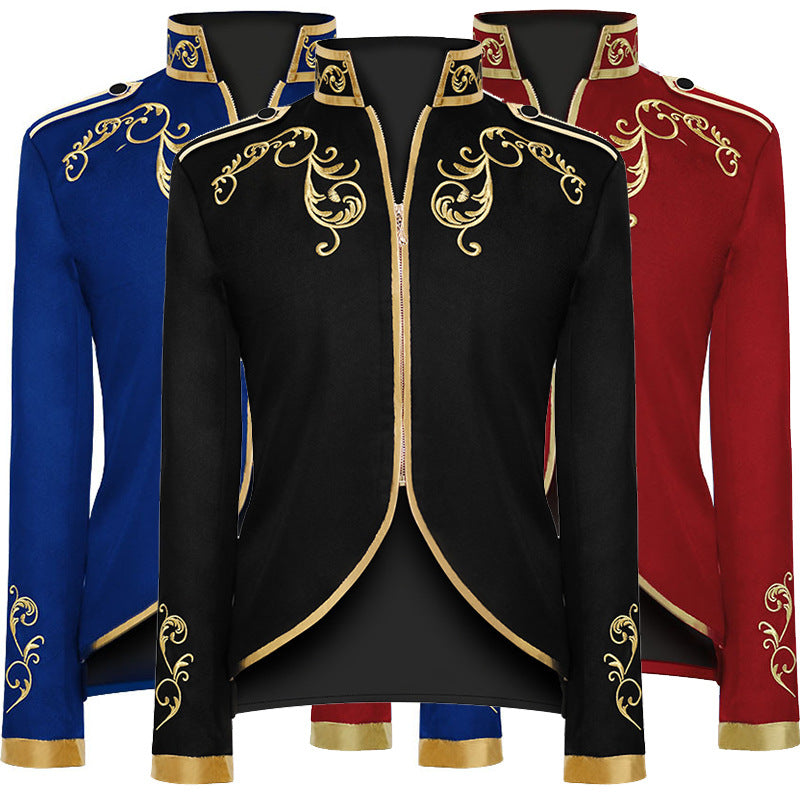 Medieval Court Style Embroidered Blazer for Men
