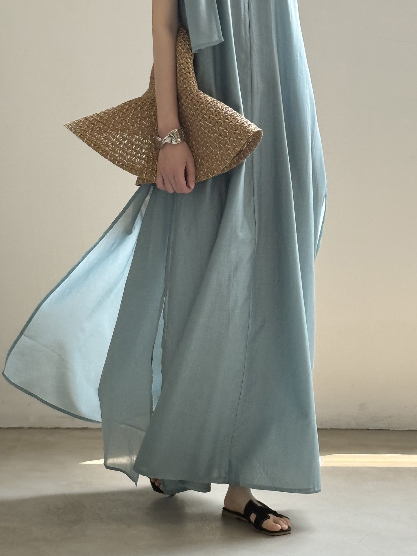 Summer Loose Women's Viscose Scarf Neckline Dress