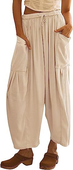 High-Waisted Wide-Leg Pants with Elastic Waist