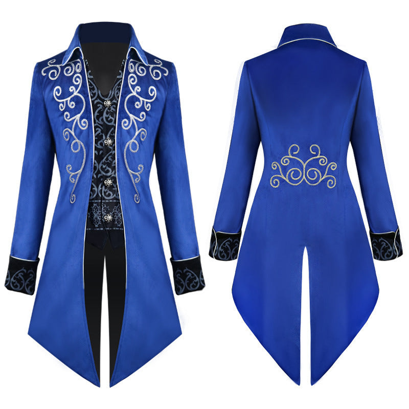 Men's Vintage Silver-Edge Tailcoat Jacket