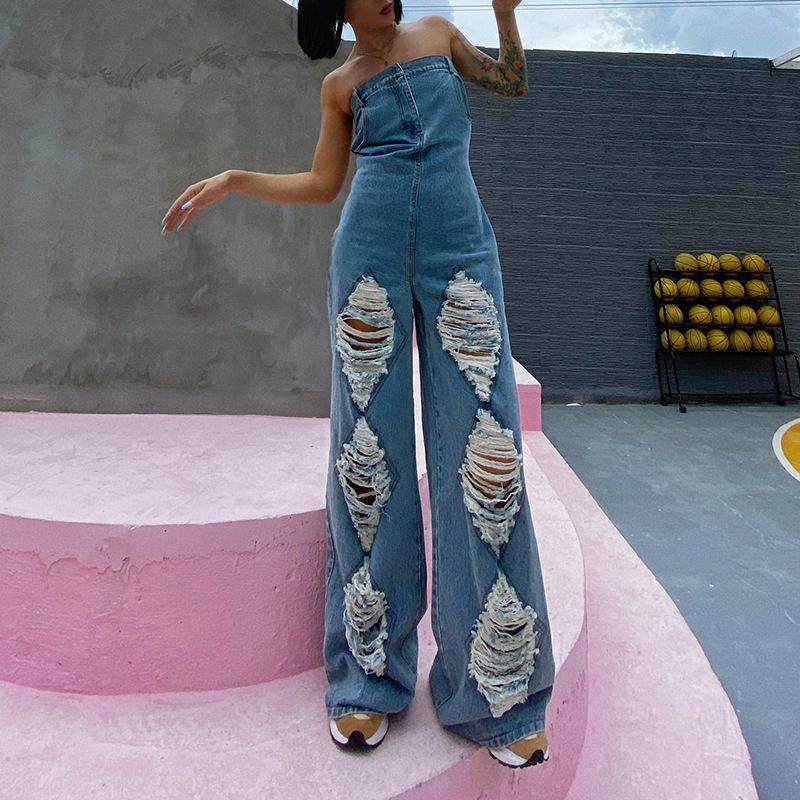 Summer Personality Broken Holes Pipe Pants-STYLEGOING