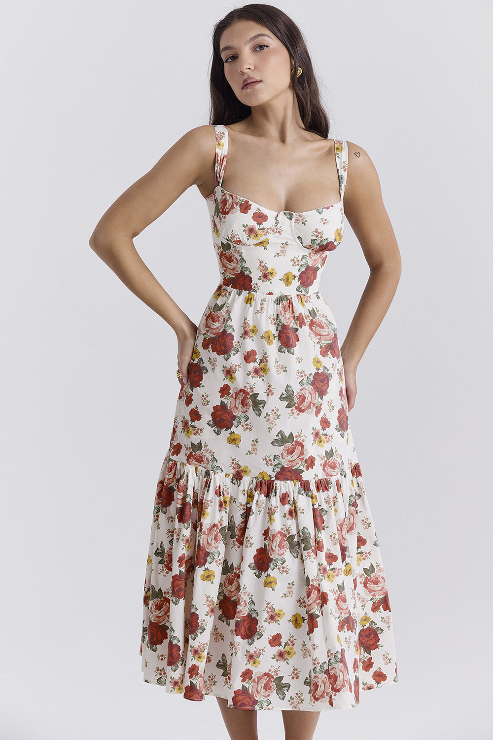 Floral Tiered A-Line Dress for Women