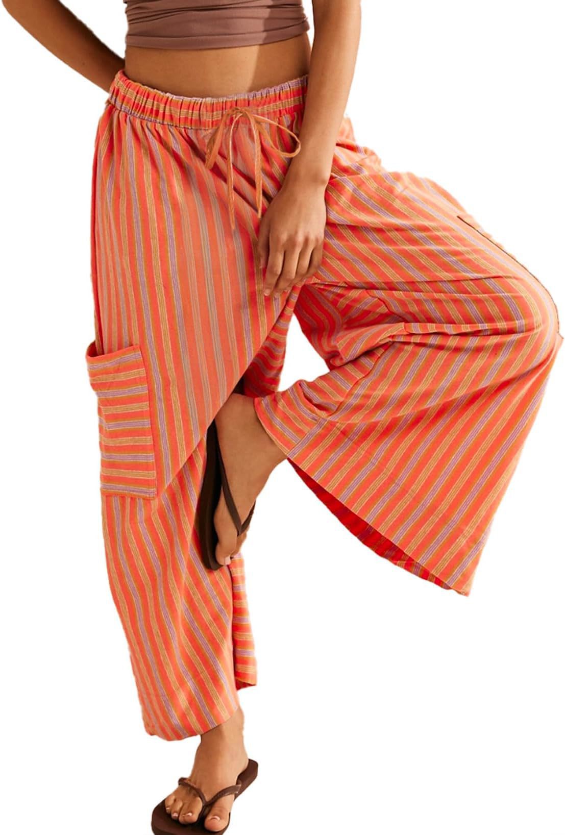 Women's Summer Striped Straight Leg Pants