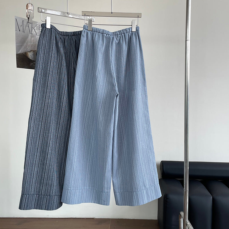 Women's Striped Drawstring Wide-Leg Pants