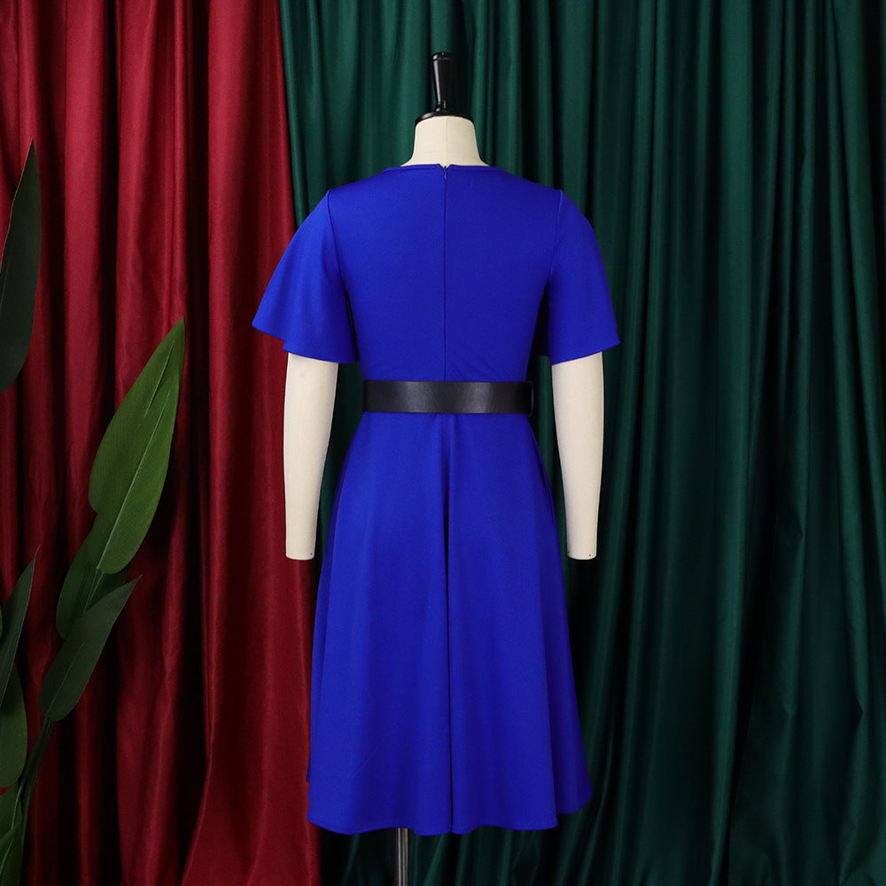 Women Plus Sizes Dresses with Belt-Dresses-Free Shipping at meselling99