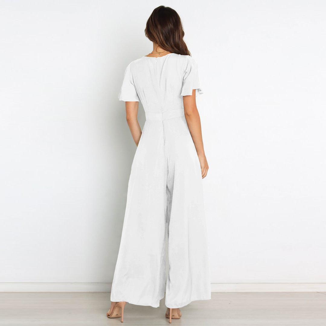 Sexy Ruffled Sleeves Bandage Women Jumpsuits