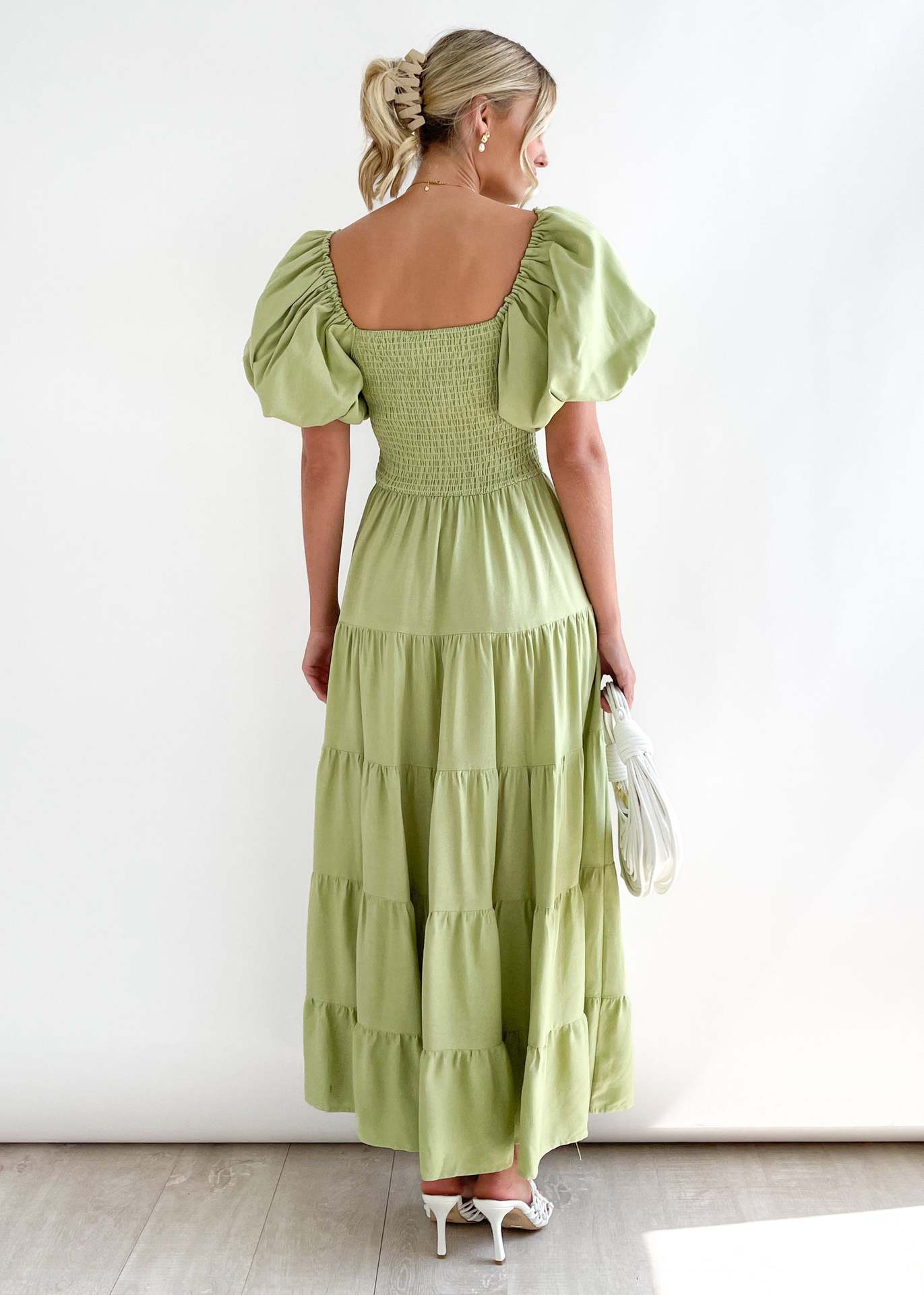 Spring Summer Off-Shoulder Floral Print Puff Sleeve Dress