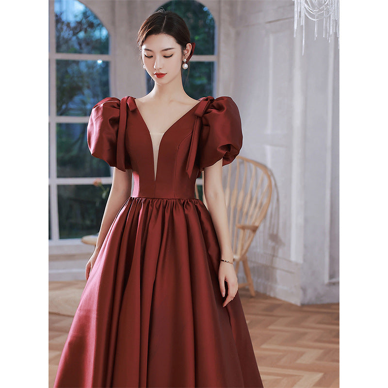 Elegant Wine Red Ball Gown Dresses-Dresses-Free Shipping at meselling99