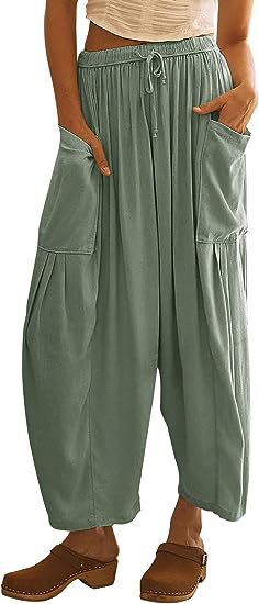 Casual Chiffon Collage Cotton-Linen Harem Pants