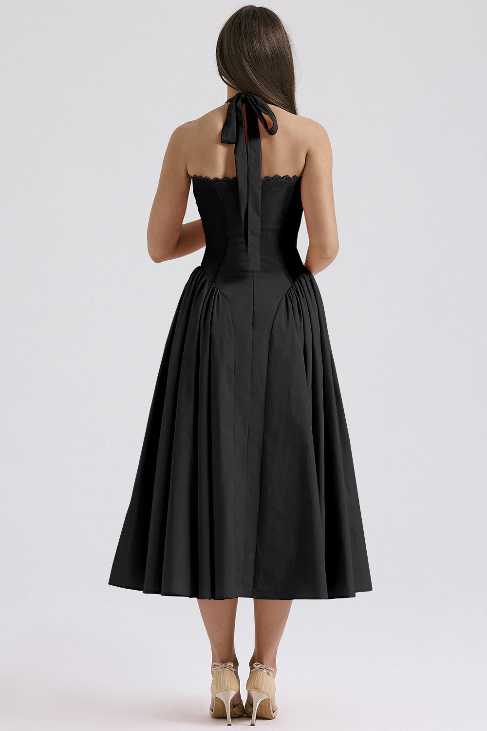 Women's Summer Floral Print Bodycon Halter Neck Maxi Dress